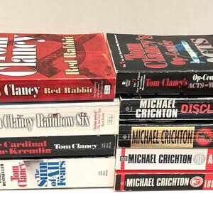 Lot of 9 Mystery/Thriller/Suspense Tom Clancy Michael Crichton Paperback Books